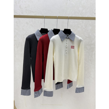 미우미우 라펠 니트 티셔츠