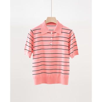 미우미우 스트라이프 반팔 티셔츠