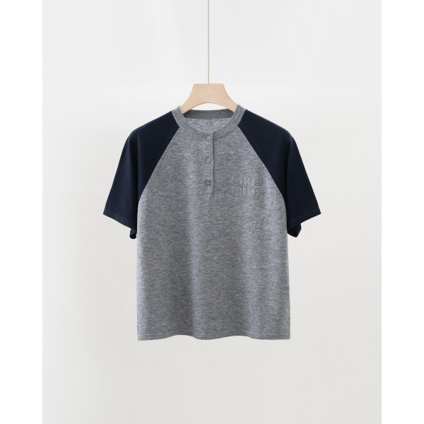 미우미우 컬러 블록 티셔츠