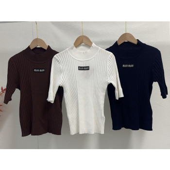 미우미우 터틀넥 반팔 티셔츠