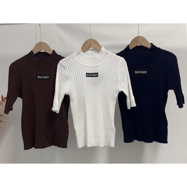 미우미우 터틀넥 반팔 티셔츠