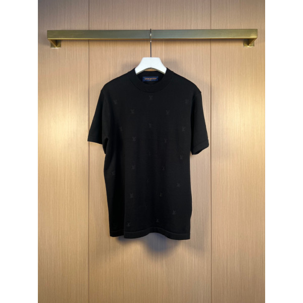 LV 전폭 레터 자수 니트 반팔