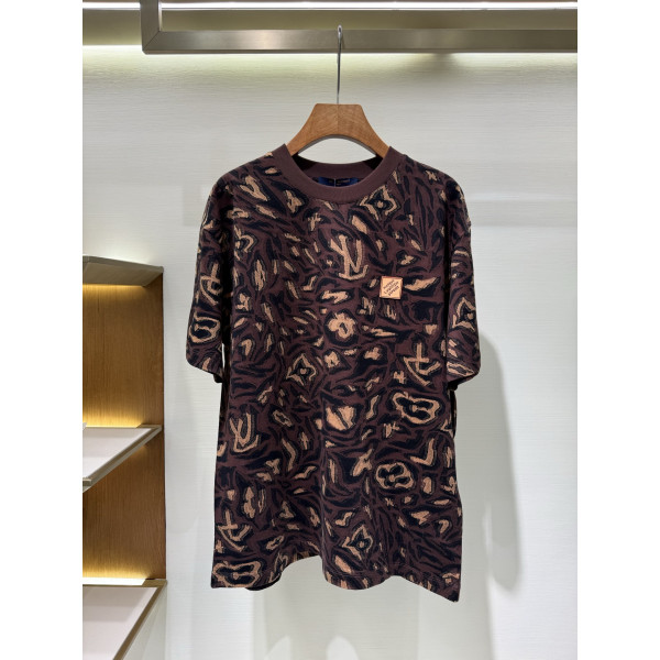 LV 카모 패턴 자카드 반팔 티셔츠