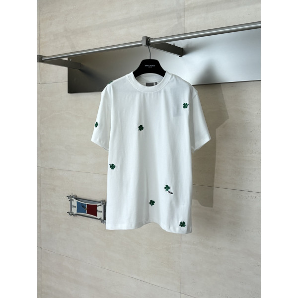 디올 뉴 포리프 클로버 자수 반팔 티셔츠