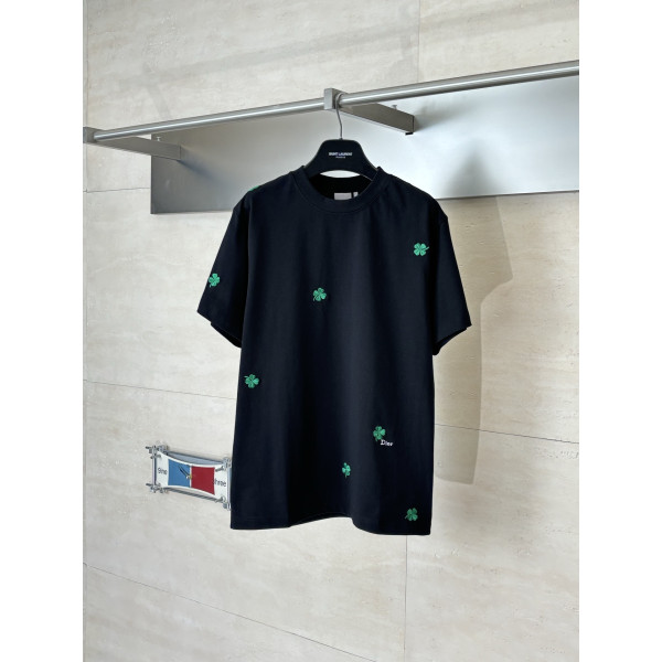 디올 뉴 포리프 클로버 자수 반팔 티셔츠