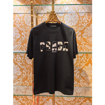 프라다 레터링자수 반팔 티셔츠
