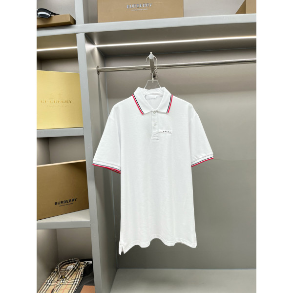 프라다 로고 스트라이프 폴로셔츠