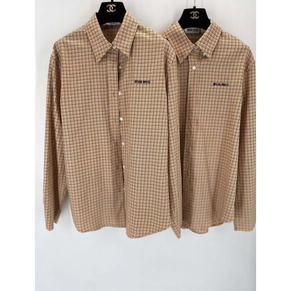 미우미우 옐로우 체크 셔츠