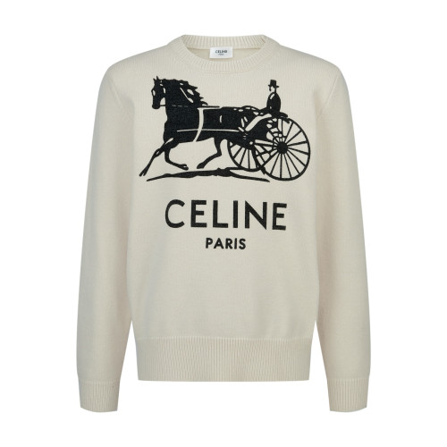 셀린느 레터 프린트 캐리지 로고 스웨터