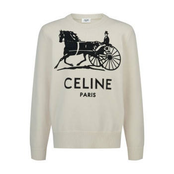 셀린느 레터 프린트 캐리지 로고 스웨터