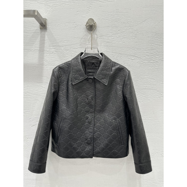 구찌 엠보싱 로고 가죽재킷