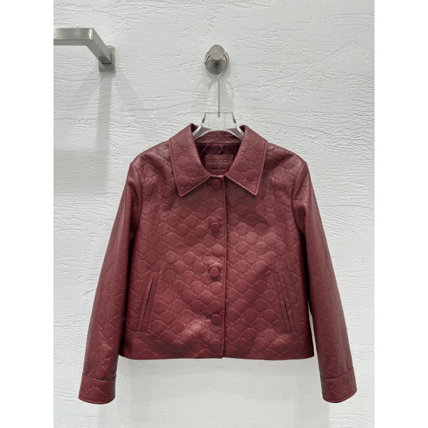 구찌 엠보싱 로고 가죽재킷