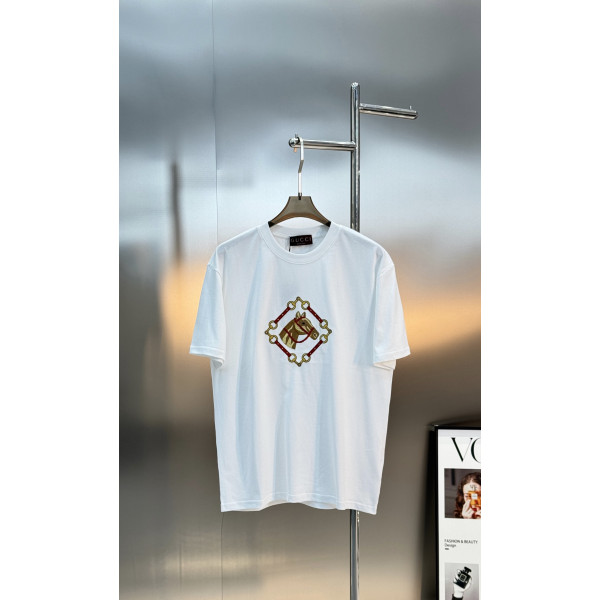 구찌 자수 반팔 티셔츠