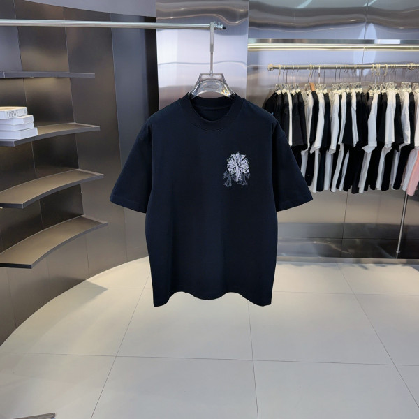 크롬하츠 꽃무늬 프린트 반팔 티셔츠