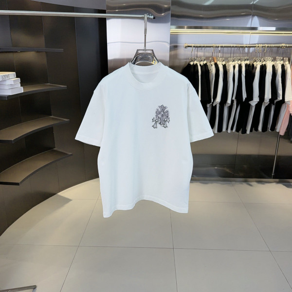 크롬하츠 꽃무늬 프린트 반팔 티셔츠