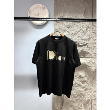 디올 자수 레터링 반팔 티셔츠