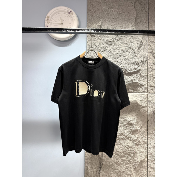 디올 자수 레터링 반팔 티셔츠