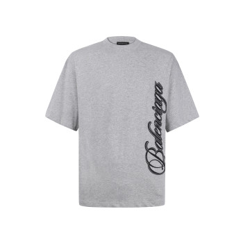 발렌시아가 라운드넥 코튼 레테 자수 반팔 티셔츠