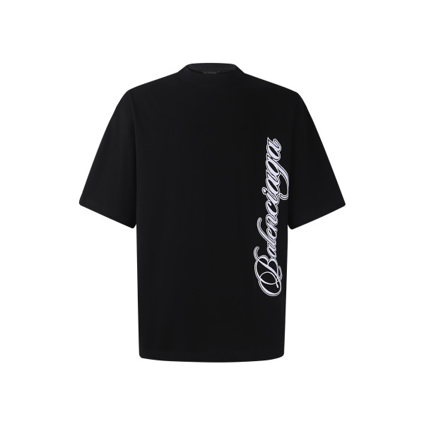 발랜시아가 라운드넥 코튼 레테 자수 반팔 티셔츠