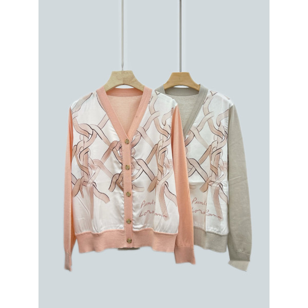 LP 실크 브이넥 캐시미어 니트 가디건