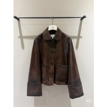 로에베 그라데이션 스머지드 가죽 재킷