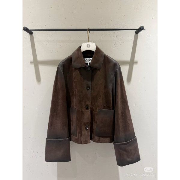 로에베 그라데이션 스머지드 가죽 재킷