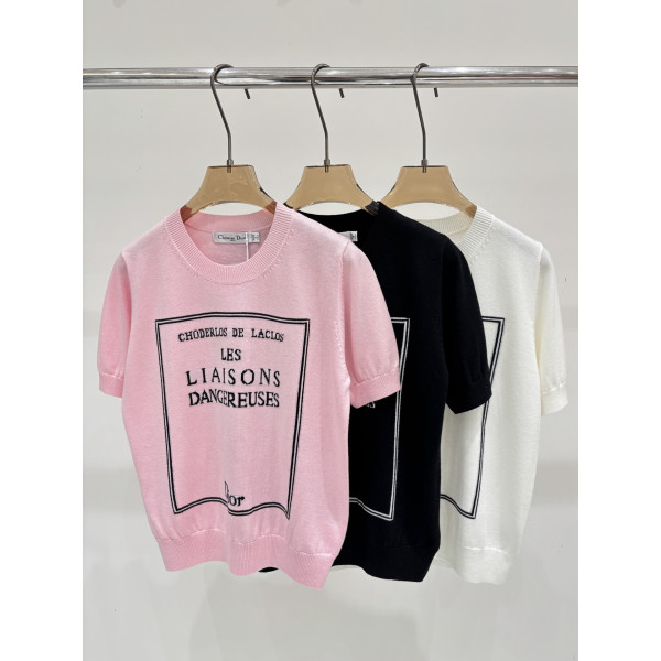 디올 콘트라스트 자카드 니트 반팔