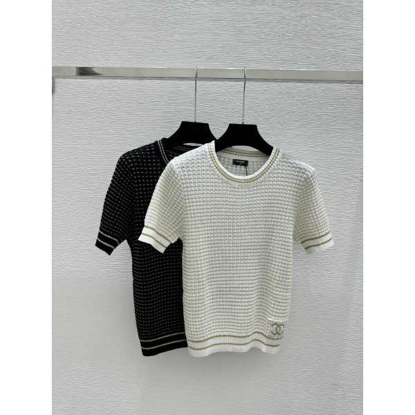 샤넬 라운드넥 니트 반팔