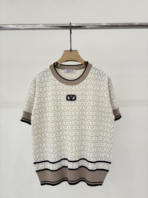 발렌티노 라운드넥 레터로고 니트 반팔