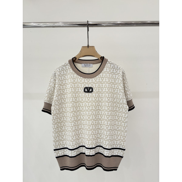 발렌티노 라운드넥 레터로고 니트 반팔