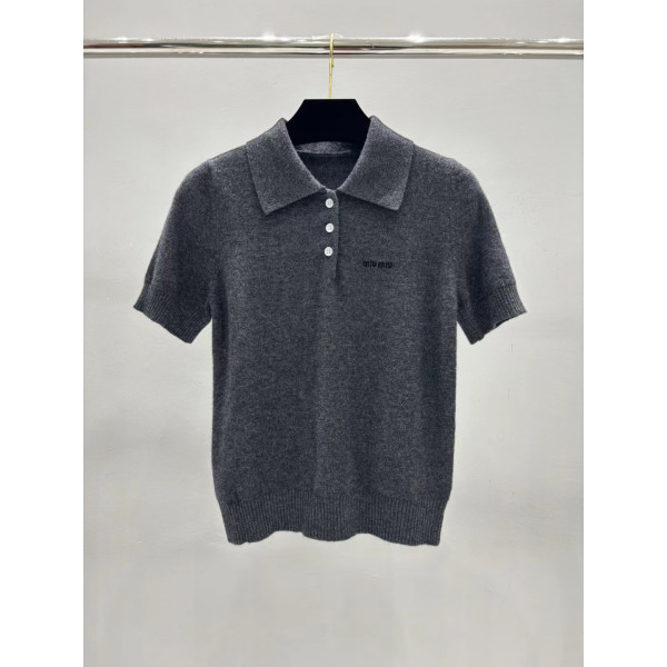 미우미우 울 니트 반팔 티셔츠