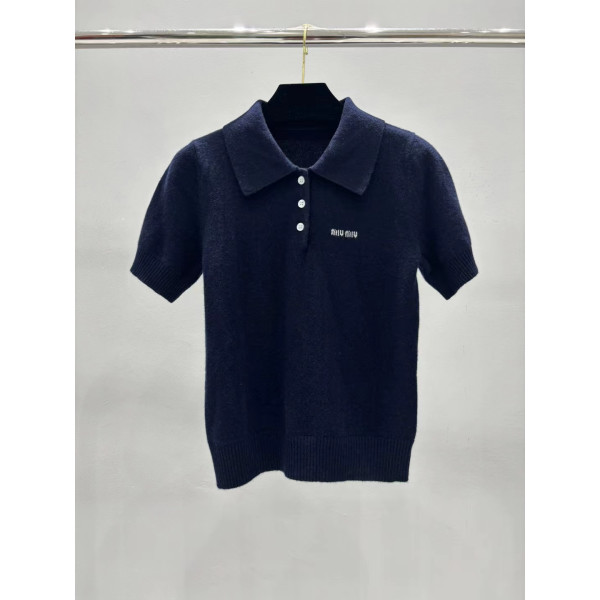 미우미우 울 니트 반팔 티셔츠