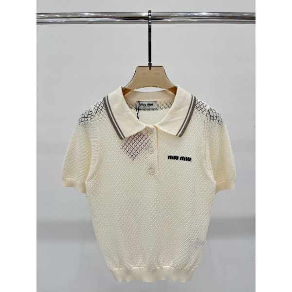 미우미우 자카드 니트 반팔