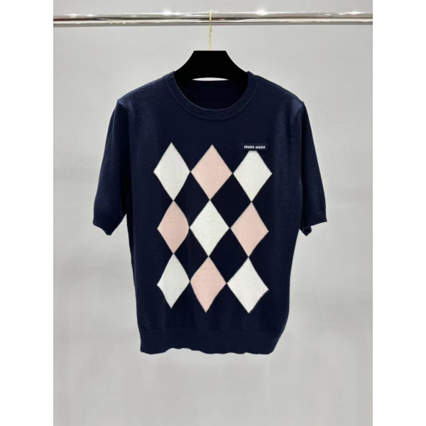 미우미우 프리즘 패턴 니트 반팔