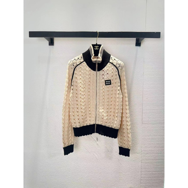 미우미우 할로우 지퍼 가디건