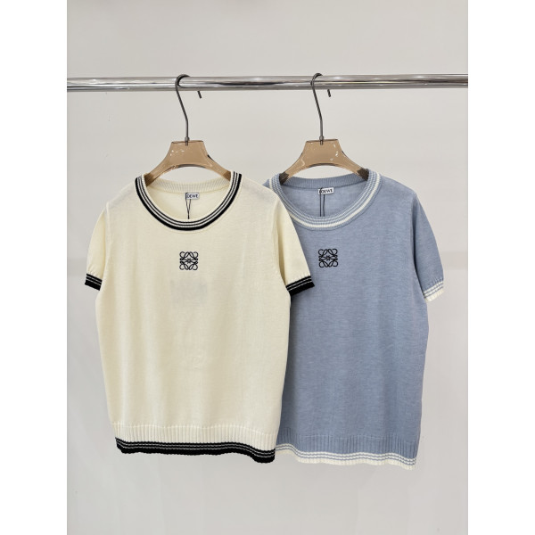 로에베 라운드넥 자수 반팔 티셔츠