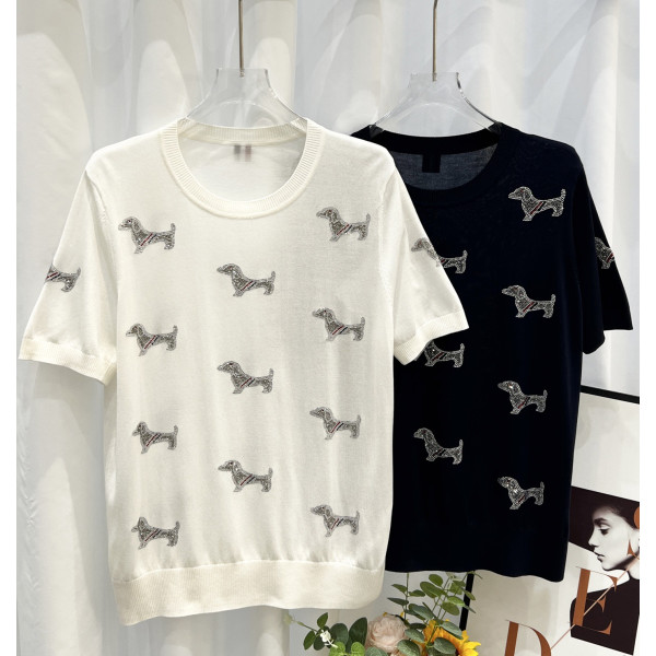 TB 라운드넥 니트 반팔 티셔츠