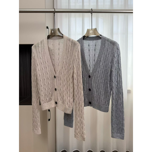 BC V넥 스팽글 가디건