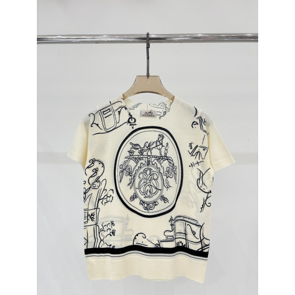 에르메스 라운드넥 니트반팔