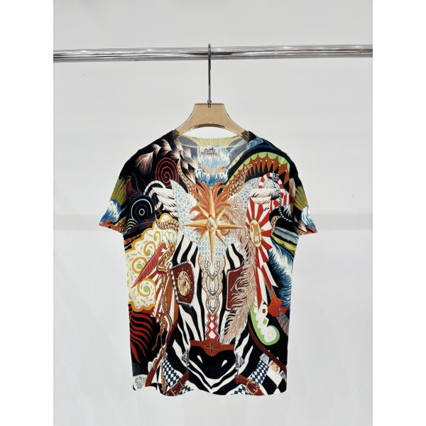 에르메스 패턴 프린트 반팔 티셔츠