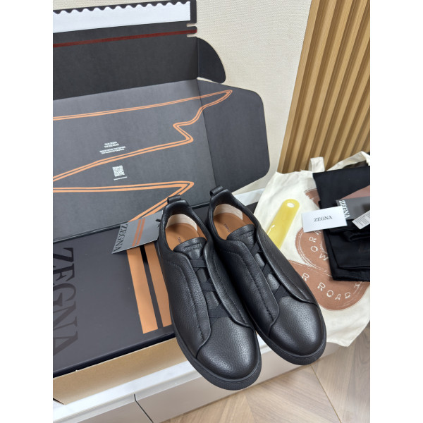 제냐 디어스킨 트리플 스티치 스니커즈