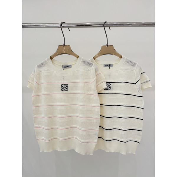 로고 자수 니트 반팔