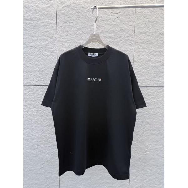 3D 입체 모모 플로킹 라운드넥 반팔 티셔츠