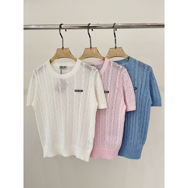 로고 니트 반팔