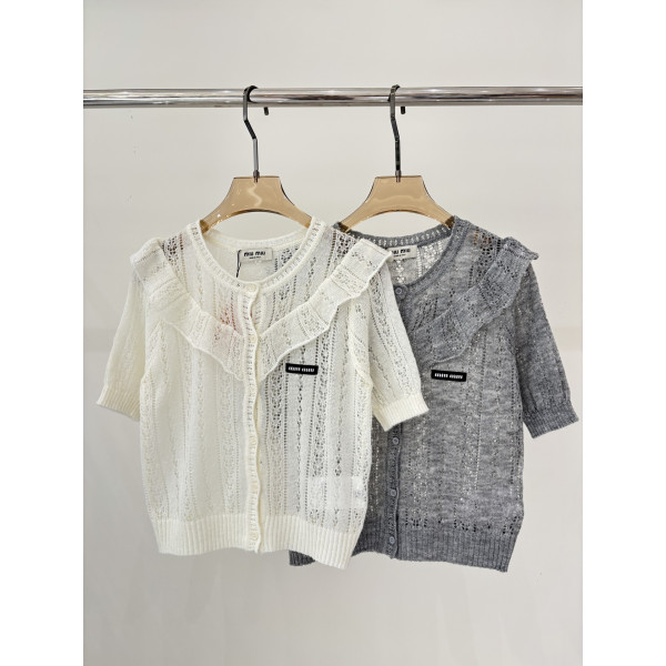 라운드넥 로고 니트 반팔