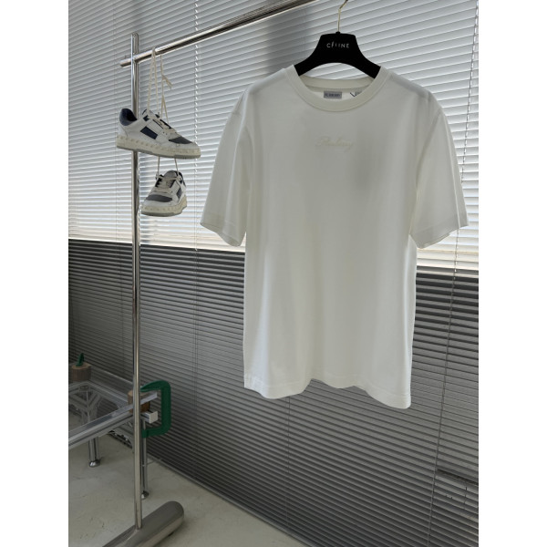 라운드넥 자수 숏 티