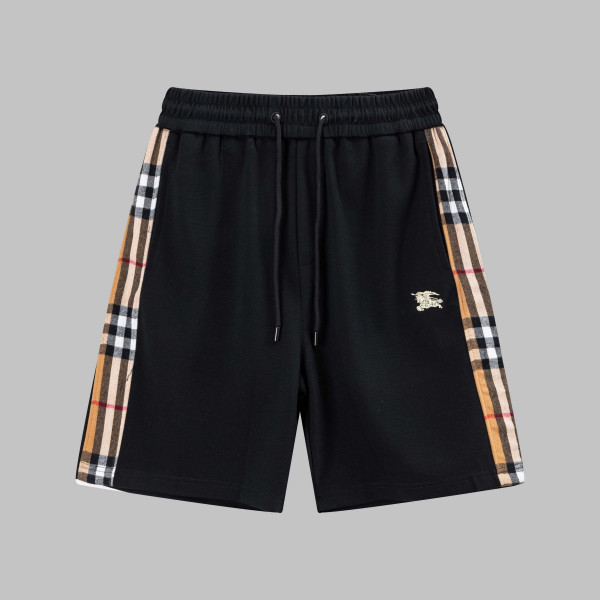 자수 전마 측면 체크 패턴 배색 5부 반바지