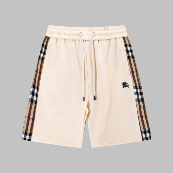 자수 전마 측면 체크 패턴 5부 반바지