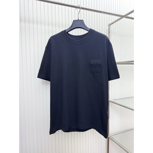 가죽 편직 포켓 반팔 티셔츠