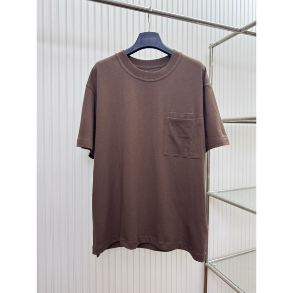 가죽 편직 포켓 반팔 티셔츠